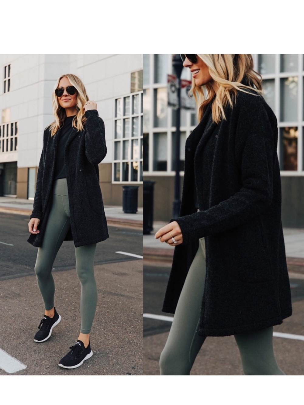 Lululemon Sincerely Sherpa Wrap Heathered Black Wool Blend Cardigan Jacket S